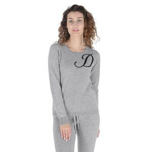 Crown of Edinburgh Cashmere Cashmere Sweater D Initial Long Sleeve Women Grey